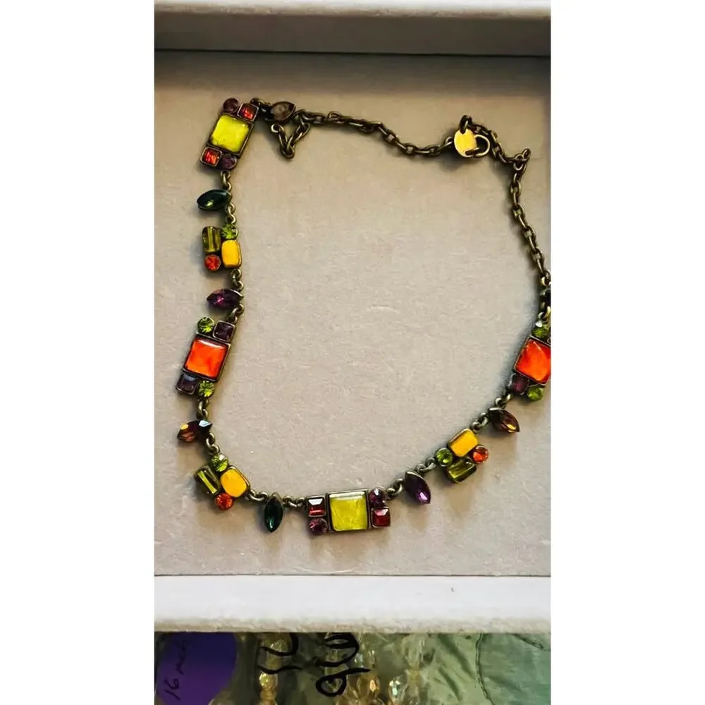 Vintage Poggi Paris Multi-Color Crystal Statement Necklace